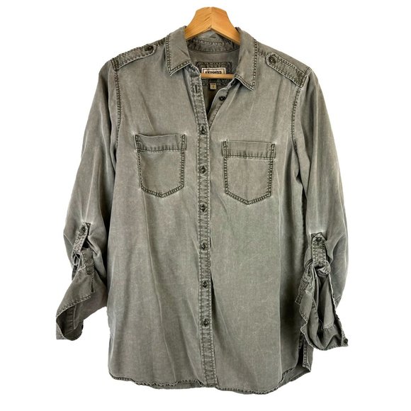 Express Tops - Express Olive Boyfriend Button Down Shirt S